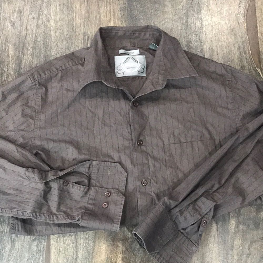 Bruno New York Men's Button-down Shirt, Medium, Brown